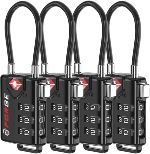 TSA Approved Cable Luggage Locks, Re-settable Combination with Alloy Body - Image 2