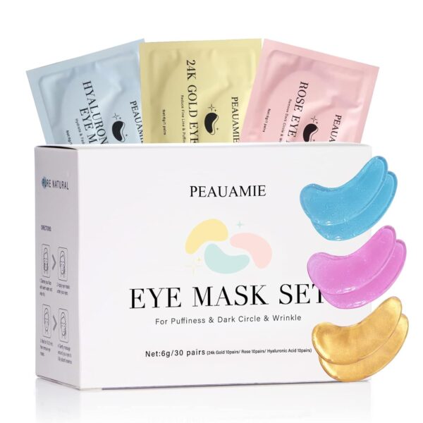 Under Eye Patches Gold and Hyaluronic Acid for puffy eyes,Rose Eye Masks for Dark Circles and Puffiness skin care Smooth Wrinkles products 30 Pairs - Image 2