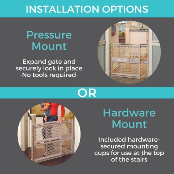 Toddleroo by North States - Supergate Ergo Baby Gate: Plastic Baby Gate for Stairs & Doorways - Adjustable Indoor Safety Gate - Made in USA - 26 to 42 Inches Wide - 26 Inches Tall - Sand - Image 3