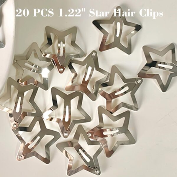 20 PCS 1.22" Star Hair Accessories - Non-Slip Metal Snap Clips and Barrettes for Girls & Women, Y2K Style - Image 7