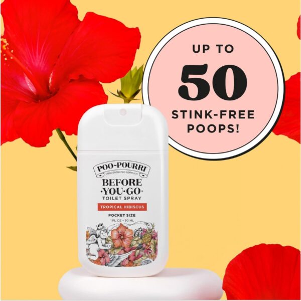 Poo-Pourri Tropical Hibiscus Pocket Before-You-Go Air & Toilet Spray - Instantly Trap Bathroom Odor - Plant Based Ingredients & Essential Oils - Travel Essentials, with Hibiscus Apricot & Citrus Scent - Image 10