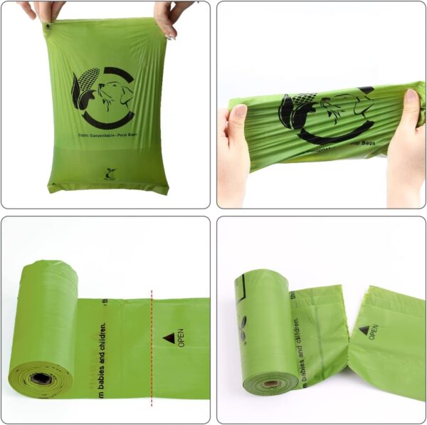 Certified Compostable Dog Poop Bags, 270 Count Landfill Friendly and Leakproof Waste Bags, Easy Open Unscented Forest Green Poop Bag for Dog, 15 Doggy Bags Per Roll (18 rolls) - Image 5