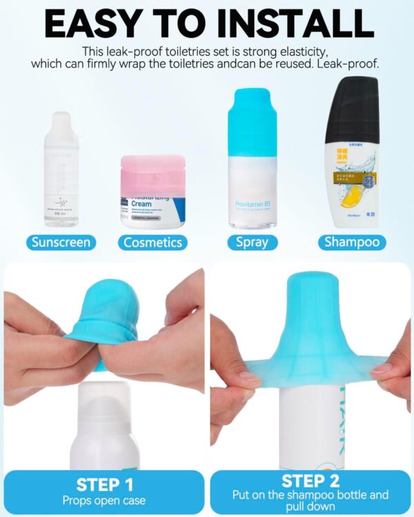 16 Pack Silicone Bottle Cover,Travel Essential for Women Men,Cruise Ship Essentials 2025,Beach Vacation Essentials,Travel Size Toiletries,Airplane Travels Accessories Elastic Sleeves for Leak Proofing - Image 7