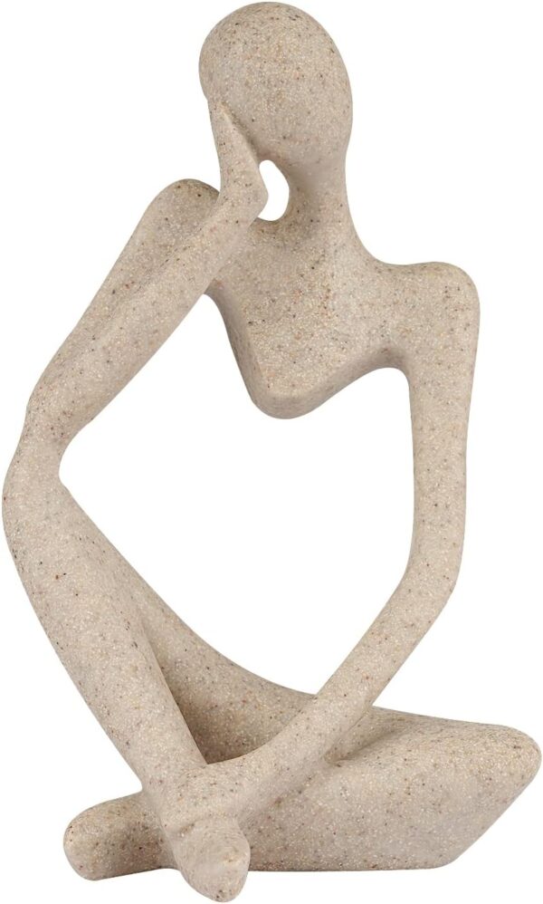 Sandstone Resin Thinker Style Abstract Sculpture Statue Collectible Figurines Home Office Bookshelf Desktop Decor(Small Sandstone,Left) - Image 2