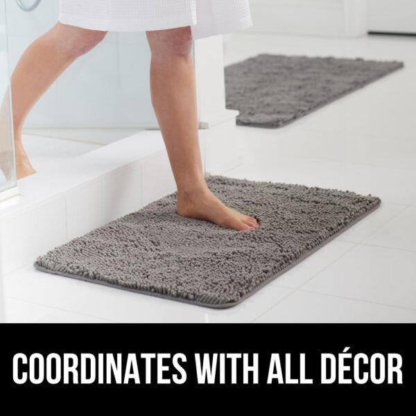 GORILLA GRIP Bath Rug Mat, Thick Soft Absorbent Chenille, Quick Dry Microfiber Mats, Rubber Backing Washable Shower Floor Rugs, Bathmat Runner, US Designed Bathroom Home Decor Accessories 24x17, Grey - Image 10