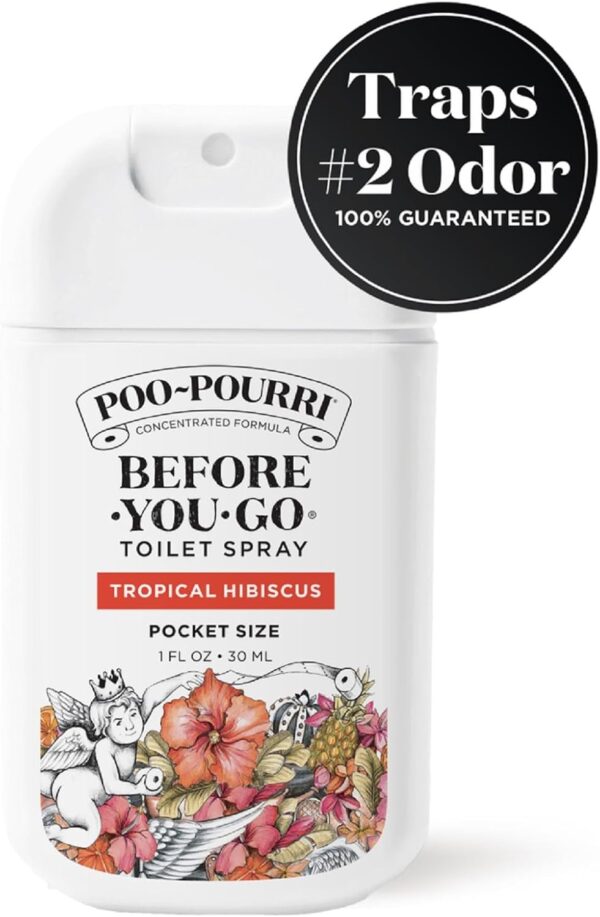 Poo-Pourri Tropical Hibiscus Pocket Before-You-Go Air & Toilet Spray - Instantly Trap Bathroom Odor - Plant Based Ingredients & Essential Oils - Travel Essentials, with Hibiscus Apricot & Citrus Scent - Image 3