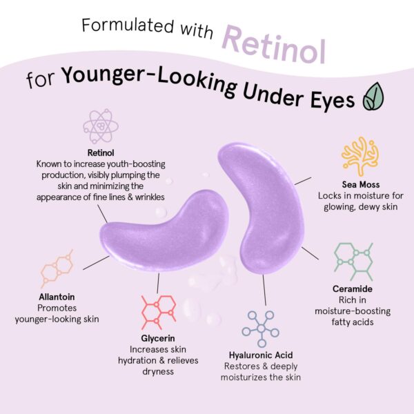 grace & stella Under Eye Patches for Puffy Eyes and Dark Circles (Retinol, 24 Pairs) Restoring Gel Under Eye Masks with Hyaluronic Acid - Vegan Cruelty-Free Skincare Birthday Gifts for Women - Image 9