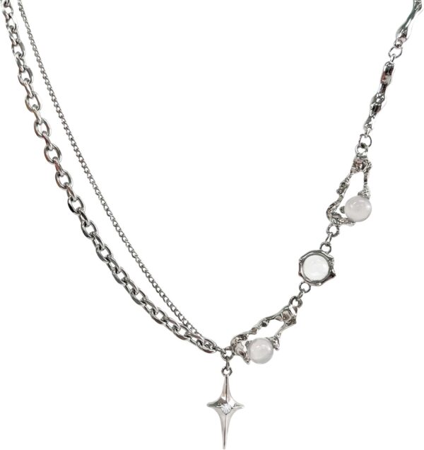 Y2k Irregular Necklace Star Pendant Moonlight Stone Fashion Collar Chain Design Spicy Silver Jewelry for Women - Image 2