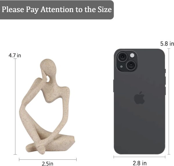 Sandstone Resin Thinker Style Abstract Sculpture Statue Collectible Figurines Home Office Bookshelf Desktop Decor(Small Sandstone,Left) - Image 3