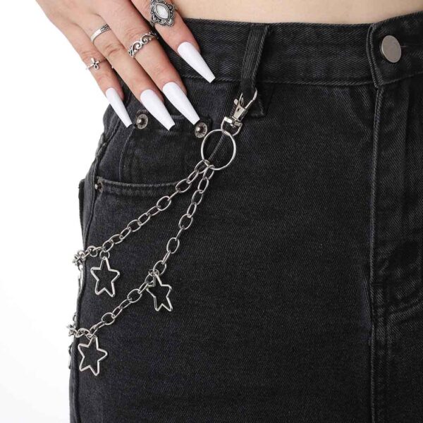 Tgirls Hip Hop Pants Chain - Goth Jean Star Punk Pocket Accessory for Women - Layered Acrylic Keychains Cute Trouser Rock Wallet for Men - Waist Body Accessories for Girls (2 Stat-1) - Image 6