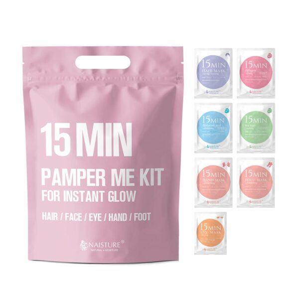 15 Min Pamper Me Kit by Naisture – Korean Spa and Skincare Kit for Women with Hair Mask, Hand and Foot Masks, Eye Mask, and Face Masks - Image 2