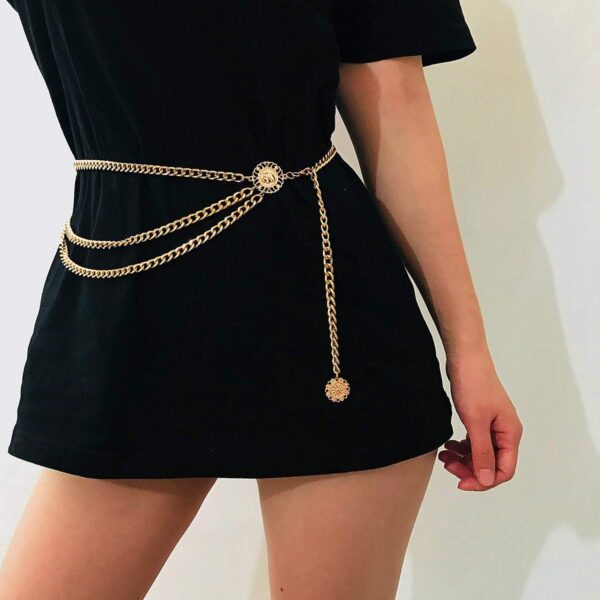 Glamorstar Multilayer Metal Waist Chain Dress Belts Metal Belt for Women - Image 3