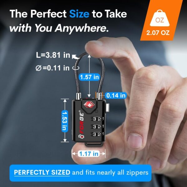 TSA Approved Cable Luggage Locks, Re-settable Combination with Alloy Body - Image 4