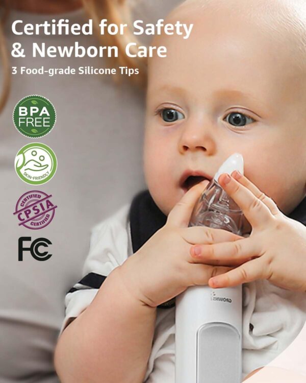 GROWNSY Nasal Aspirator for Baby, Electric Baby Nose Sucker with Larger Suction Chamber and More Powerful Suction, Automatic Nose Cleaner with Music and Light Soothing Function - Image 9