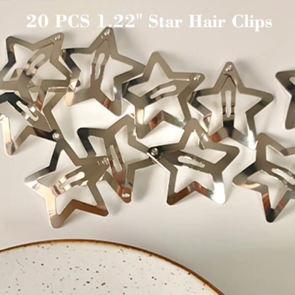 20 PCS 1.22" Star Hair Accessories - Non-Slip Metal Snap Clips and Barrettes for Girls & Women, Y2K Style - Image 9