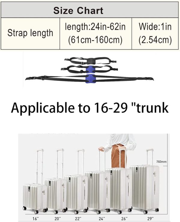 Luggage Straps Bag Bungee， Luggage Straps Suitcase Adjustable Belt，Add a Bag Easy to Travel Suitcase Elastic Strap Belt – (Black) - Image 6