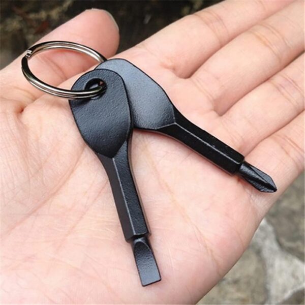 ROSTIVO Screwdriver Keychain Pocket Repair Tool Multi Mini Cool Gadgets for Men Small Gift for Women (Black) - Image 4