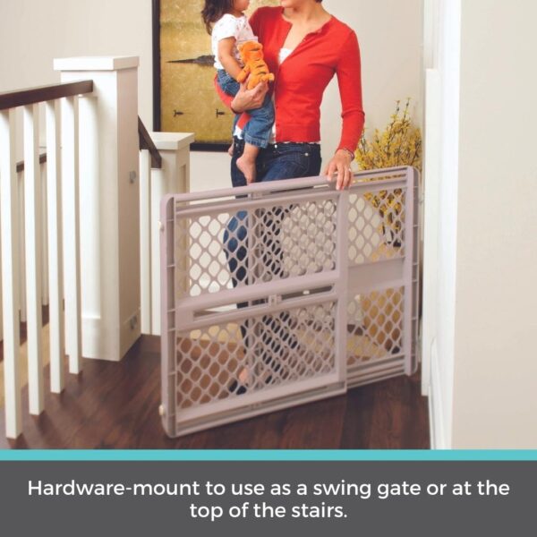 Toddleroo by North States - Supergate Ergo Baby Gate: Plastic Baby Gate for Stairs & Doorways - Adjustable Indoor Safety Gate - Made in USA - 26 to 42 Inches Wide - 26 Inches Tall - Sand - Image 5