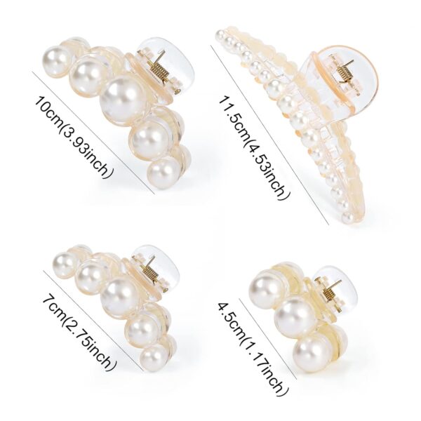 Mehayi 4 PCS Large Pearl Hair Claw Clips for Women Girls, Hair Barrette Clamps for Thick Thin Hair, Fashion Hair Accessories Headwear Styling Tools for Party Wedding - Image 3