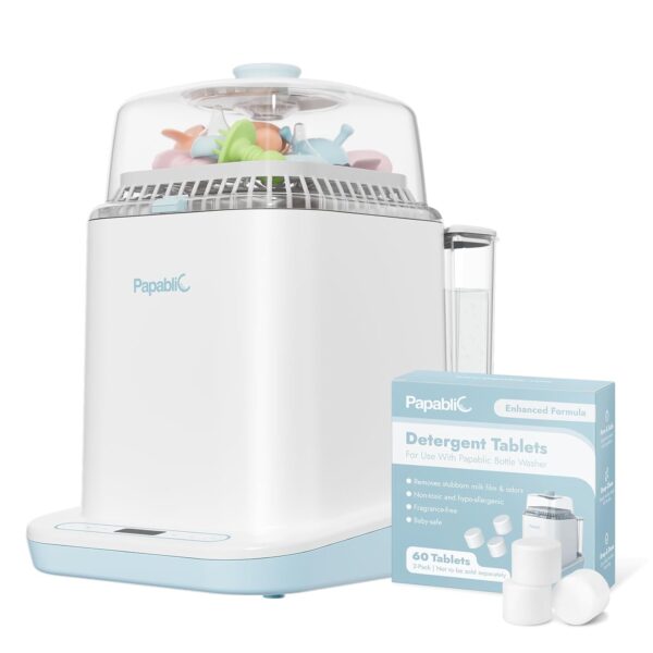Papablic Bottle Washer Pro, Baby Bottle Washer & Sterilizer & Dryer, 4-in-1 Bottle Washer Sanitizer for Bottles, Pump Parts, & Baby Essentials - Quick & Clean with 60 Detergent Tablets - Image 2