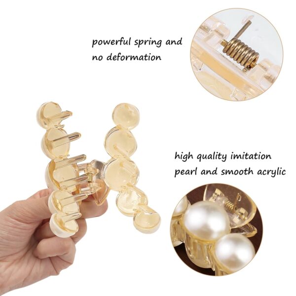 Mehayi 4 PCS Large Pearl Hair Claw Clips for Women Girls, Hair Barrette Clamps for Thick Thin Hair, Fashion Hair Accessories Headwear Styling Tools for Party Wedding - Image 6