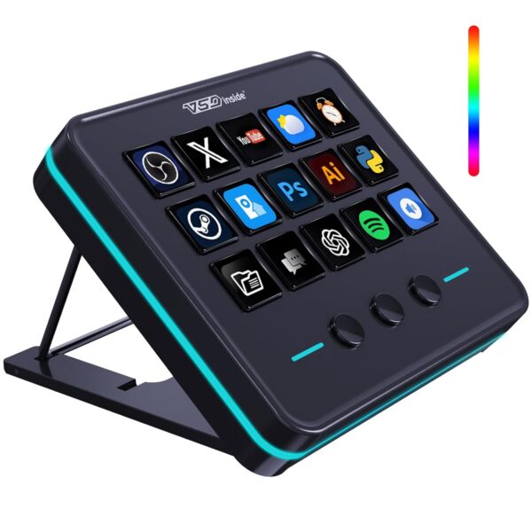 VSDINSIDE Macro Keypad, Stream Controller Deck Gaming Streaming Shortcut Keyboard, 18 Programmable Keys Customizable Visual AI Pad USB Soundboard for OBS, YouTube, Desk Office Setup, Laptop, PC, Mac - Image 2