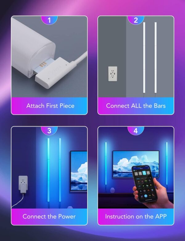 Govee Glide Wall Lights, RGBIC LED Light, Smart Gaming Light Works with Alexa and Google Assistant, RGB Light Bar, LED Wall Lights for Bedroom, 2 Panels Set (3 Sections/Panel) - Image 6