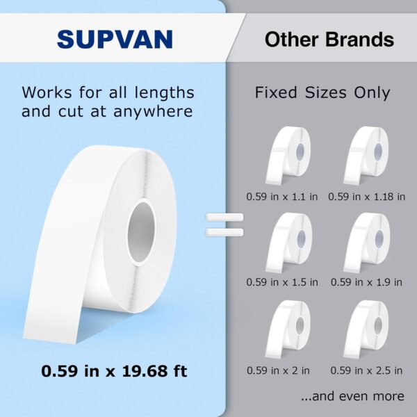 SUPVAN E10 Bluetooth Label Maker Machine with Tape, Continuous Waterproof Label, Versatile App with 35 Fonts and 1k+ Icons, Inkless Labeler for Home, Kitchen, School, Office Organization, Green - Image 5