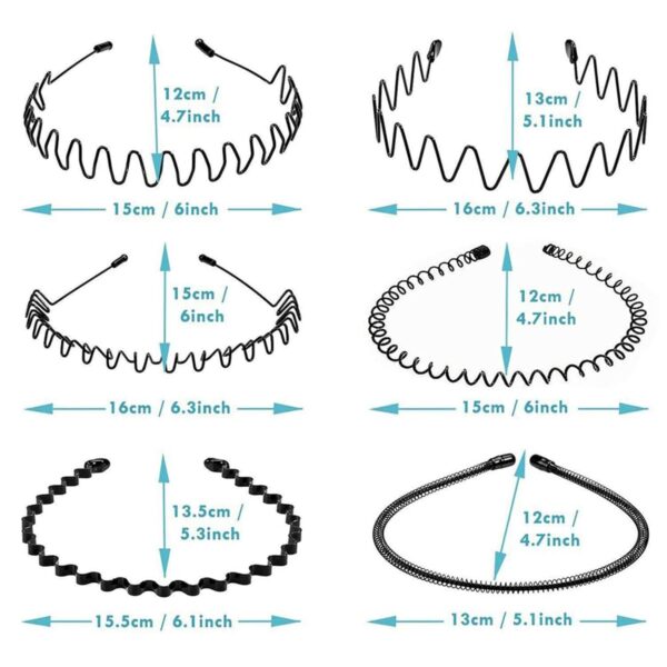Metal Headbands for Men Fashion Headband for Women, Unisex Wavy Hair Bands Outdoor Sports Head Bands Simple Elastic Non-Slip Hair Accessories (6 Pack) - Image 4