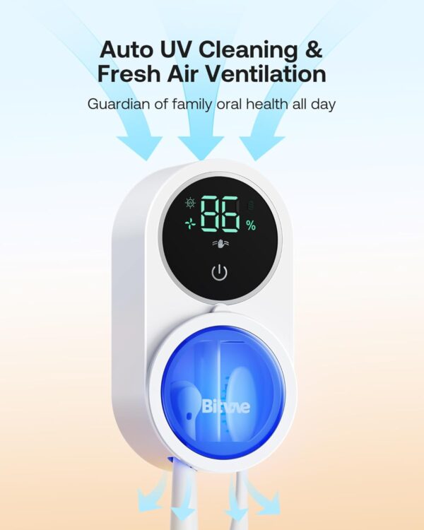 Bitvae Toothbrush Cleaner & Toothbrush Holder, Cleaning and Air Drying, LED Smart Screen, Rechargeable Wall Mount Toothbrush Holder for Bathrooms - Image 6