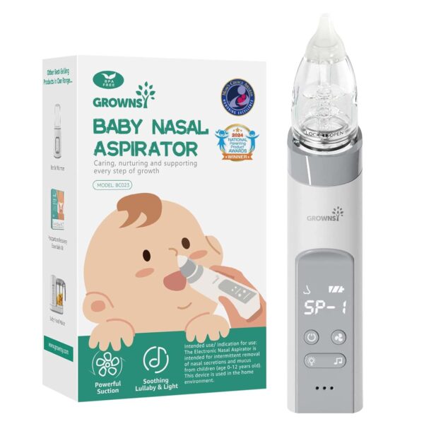 GROWNSY Nasal Aspirator for Baby, Electric Baby Nose Sucker with Larger Suction Chamber and More Powerful Suction, Automatic Nose Cleaner with Music and Light Soothing Function - Image 2