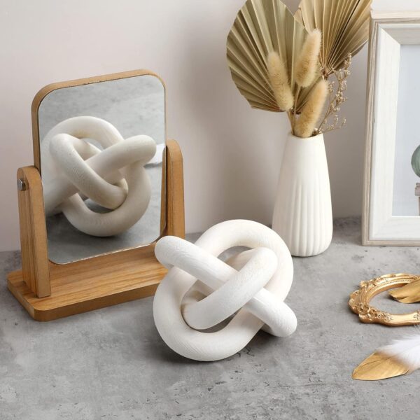 Yalikop 3 Link Wood Knot Decor - Hand Carved Coffee Table Decoration, Boho Chain Link Decor, Modern Shelf, Rustic Objects for Home Living Room Bedroom(White) - Image 6