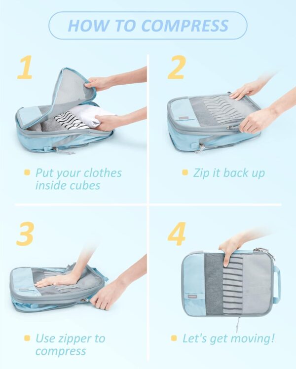 BAGSMART 6 Set Compression Packing Cubes - Lightweight Travel Essentials, Durable Luggage Organizer - Image 6