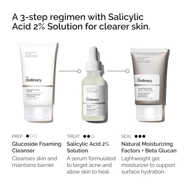 The Acne Set, 3-Step Skin Regimen with Glucoside Foaming Cleanser, Salicylic Acid 2% Solution, and Natural Moisturizing Factors + Beta Glucan | Skin Care Set - Image 3