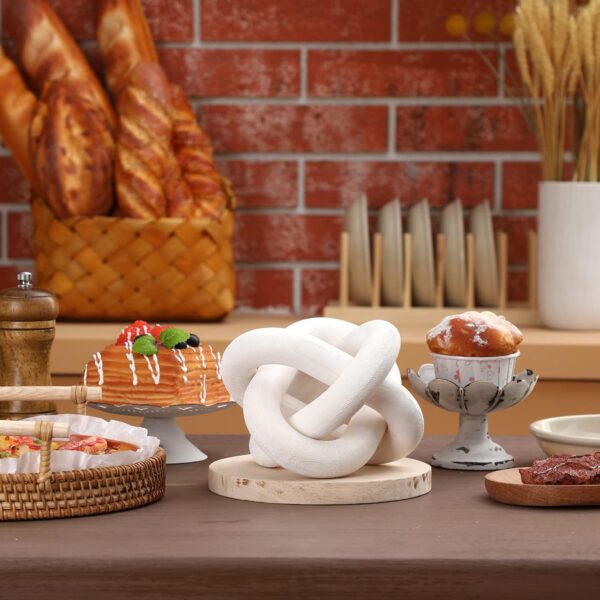 Yalikop 3 Link Wood Knot Decor - Hand Carved Coffee Table Decoration, Boho Chain Link Decor, Modern Shelf, Rustic Objects for Home Living Room Bedroom(White) - Image 7