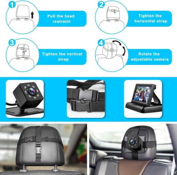 Baby Car Mirror with 4.3'' HD Night Vision Function Display, Safety Car Seat Camera with Wide Crystal Clear View, Easily Observe The Baby’s Move(Not USB) - Image 4