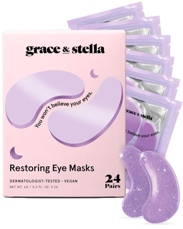 grace & stella Under Eye Patches for Puffy Eyes and Dark Circles (Retinol, 24 Pairs) Restoring Gel Under Eye Masks with Hyaluronic Acid - Vegan Cruelty-Free Skincare Birthday Gifts for Women - Image 2