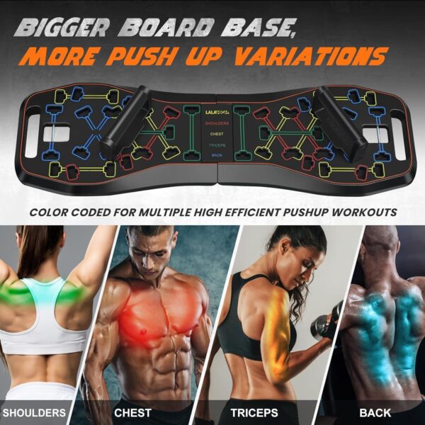 LALAHIGH 25-in-1 4rd Generation Push Up Board - Multi-Functional Foldable Gym System with Resistance Bands, Pilates Bar & Pulleys, Portable Workout Equipment for Men & Women, Chest/Back/Abs Training - Image 4