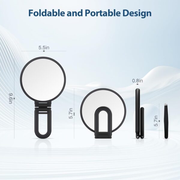 B Beauty Planet 30X Magnifying Mirror, Hand Mirror with Handle, Double Sided Hand Mirror with 30X/1X Magnification, Travel Essential Portable Foldable Makeup Mirror for Precision Makeup Black - Image 5