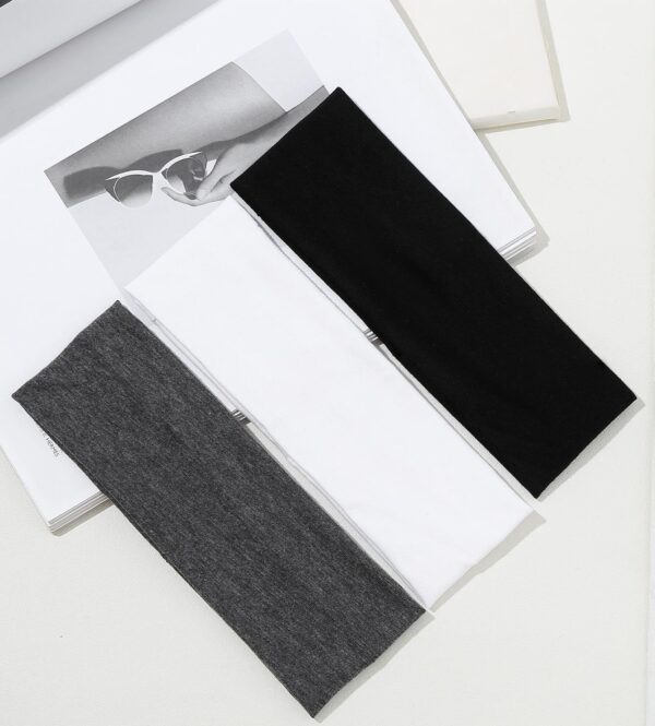 Headbands for Women Non Slip 16 Pack Elastic Sports Hair Bands for Women, Soft Cotton Cloth Headband for Workout Yoga Fashion Hair Accessories, Black White Gray Trendy Head Bands - Image 3