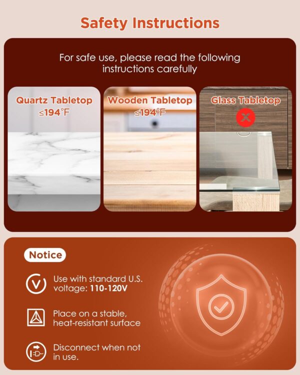 FEPPO Food Warming Mat, Upgrade High-tech Graphene Heating Film, Fast Full Surface Electric Warming Tray with 6 Level Adjustable Temperature and 6 Hours Timer, Roll Up Food Warmers for Parties Buffet - Image 9