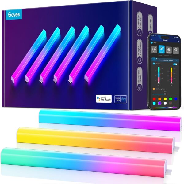 Govee Glide Wall Lights, RGBIC LED Light, Smart Gaming Light Works with Alexa and Google Assistant, RGB Light Bar, LED Wall Lights for Bedroom, 2 Panels Set (3 Sections/Panel) - Image 2