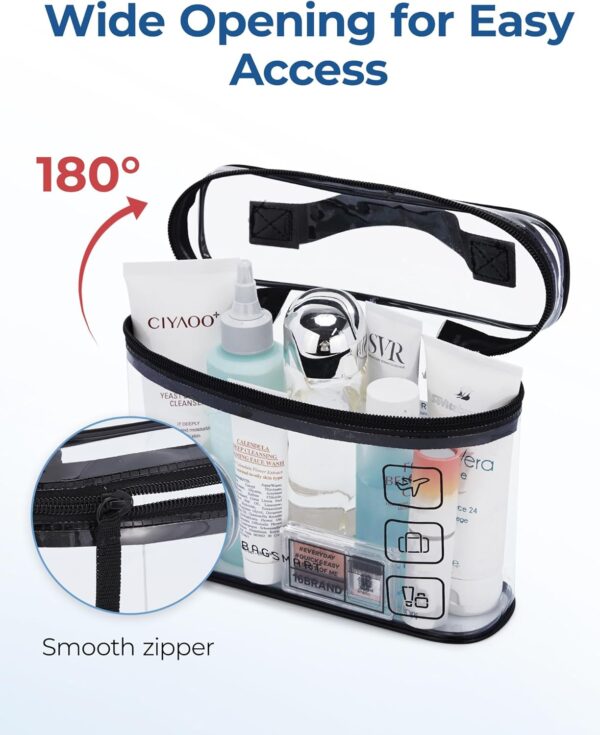BAGSMART TSA Approved Toiletry Bag, 2 Pack Clear Makeup Cosmetic Bag Organizer, Quart Size Travel Bag for Toiletries, Carry-on Travel Accessories Essentials, Black-2pcs - Image 3