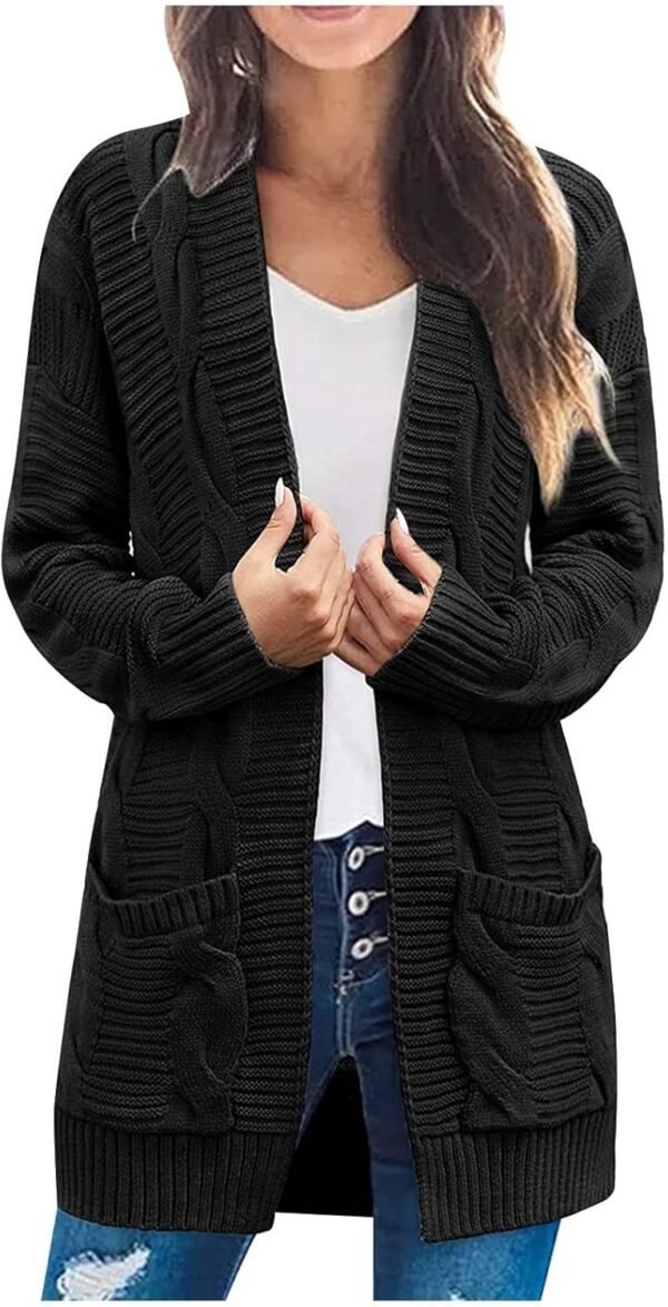 Women's Sweaters Cardigan Open Front Knit Winter Cardigans Soft Sweaters for Women - Image 2