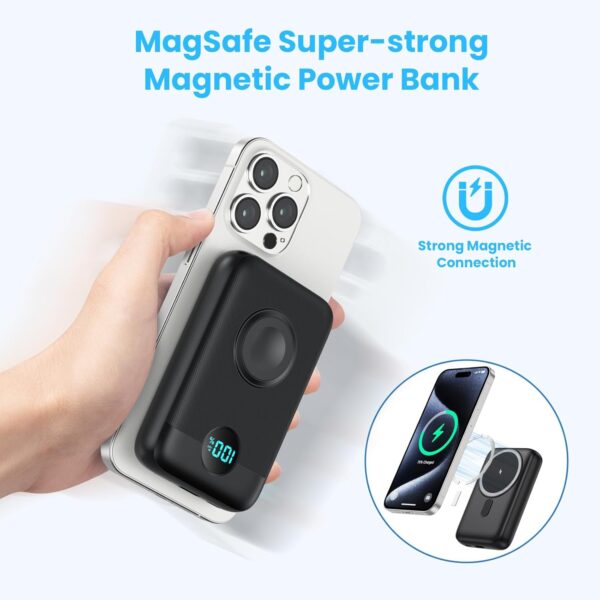 Magnetic Portable Charger 10800mAh,4-in-1 Wireless Power Bank with iWatch Charger, QC4.0+20W PD Fast Charging USB C Battery Pack with LCD Display for Magsafe,iPhone 16/15/14/13/12 Series,Apple Watch - Image 4