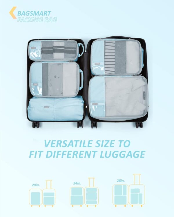 BAGSMART 6 Set Compression Packing Cubes - Lightweight Travel Essentials, Durable Luggage Organizer - Image 4