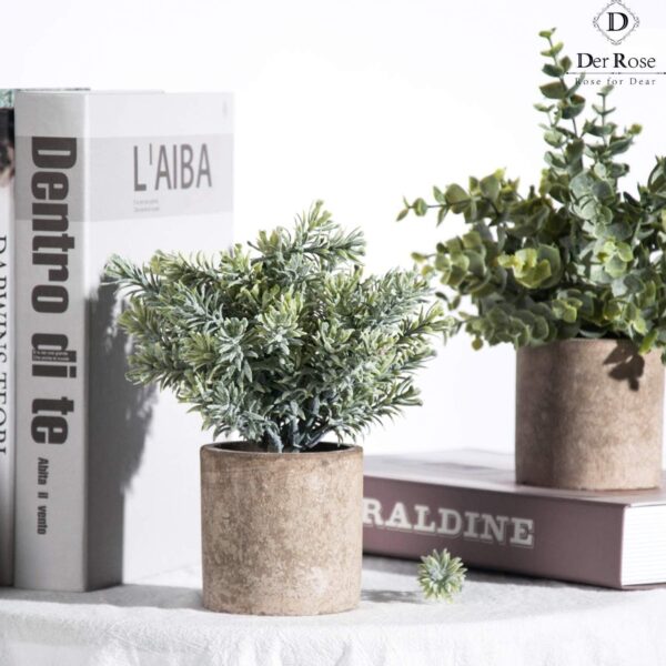 Der Rose 3 Pack Mini Potted Fake Plants Artificial Plastic Eucalyptus Plants Topiaries for Home Office Desk Farmhouse Room Bathroom Decor - Image 8