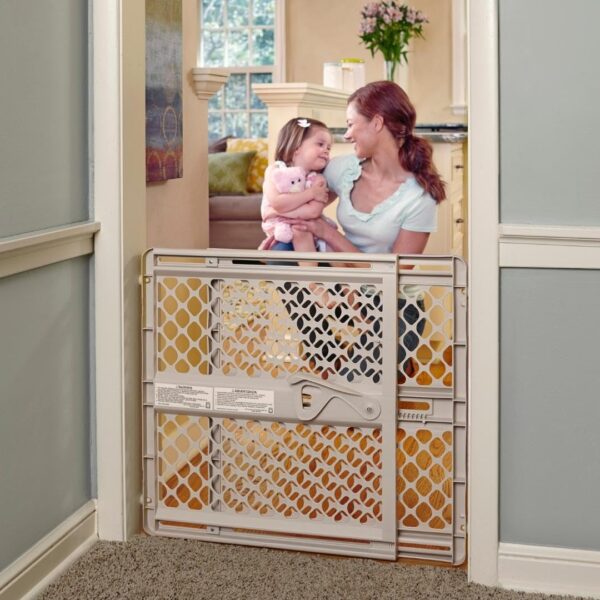 Toddleroo by North States - Supergate Ergo Baby Gate: Plastic Baby Gate for Stairs & Doorways - Adjustable Indoor Safety Gate - Made in USA - 26 to 42 Inches Wide - 26 Inches Tall - Sand - Image 2