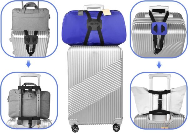 Luggage Straps Bag Bungee， Luggage Straps Suitcase Adjustable Belt，Add a Bag Easy to Travel Suitcase Elastic Strap Belt – (Black) - Image 5