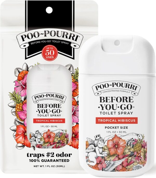Poo-Pourri Tropical Hibiscus Pocket Before-You-Go Air & Toilet Spray - Instantly Trap Bathroom Odor - Plant Based Ingredients & Essential Oils - Travel Essentials, with Hibiscus Apricot & Citrus Scent - Image 4